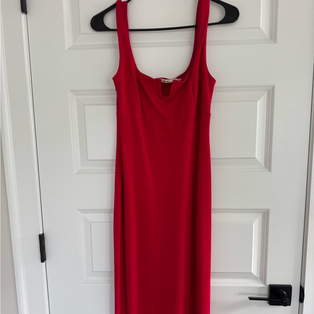 Red sexy midi dress